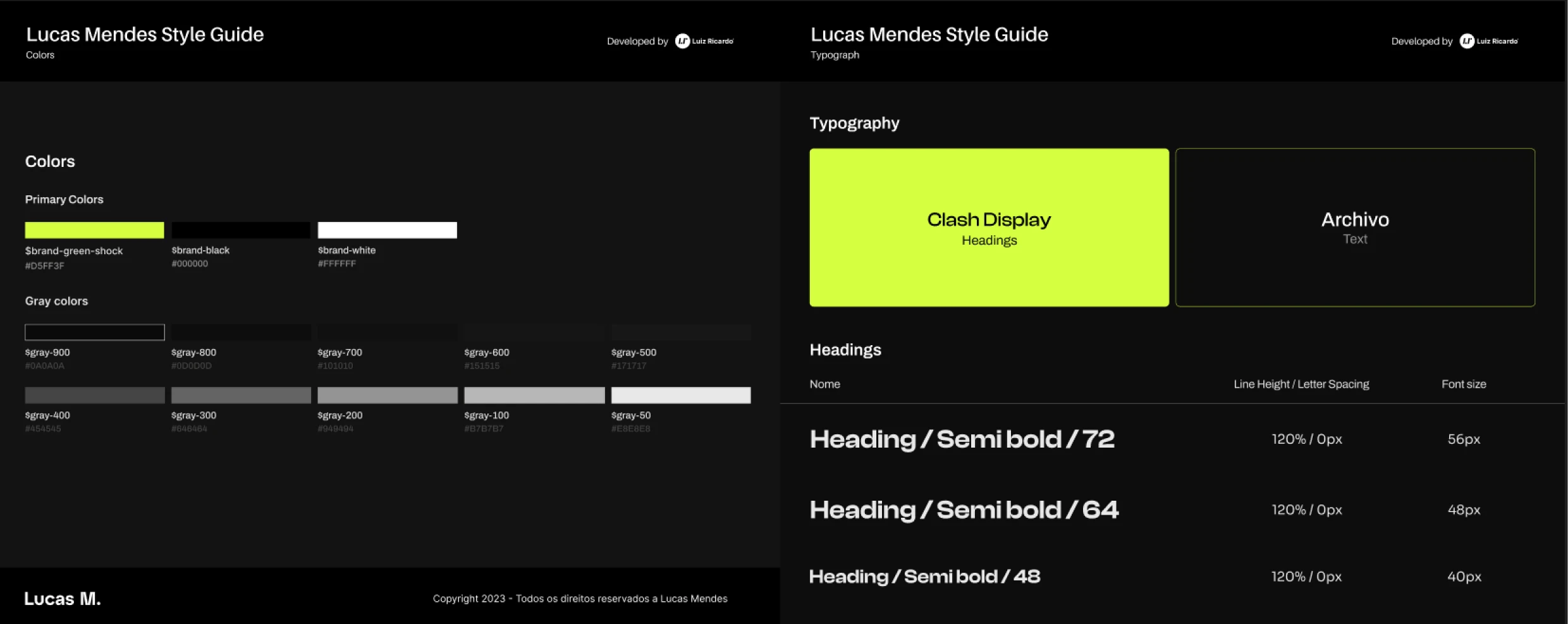 Styleguide do site Lucas Mendes Dev