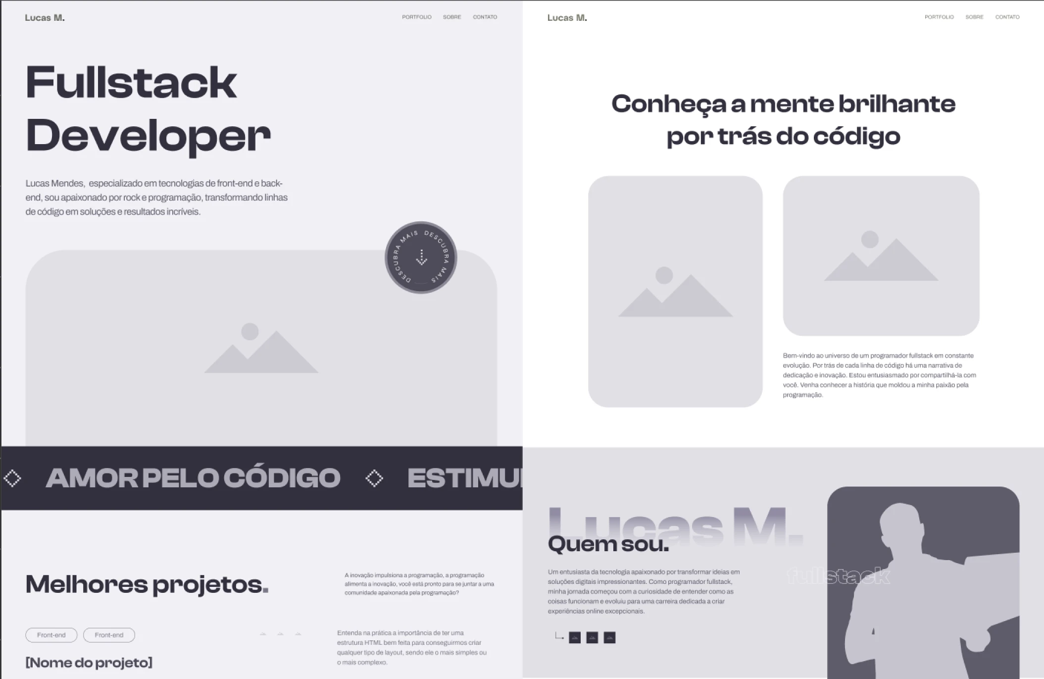 Wireframe do site Lucas Mendes Dev